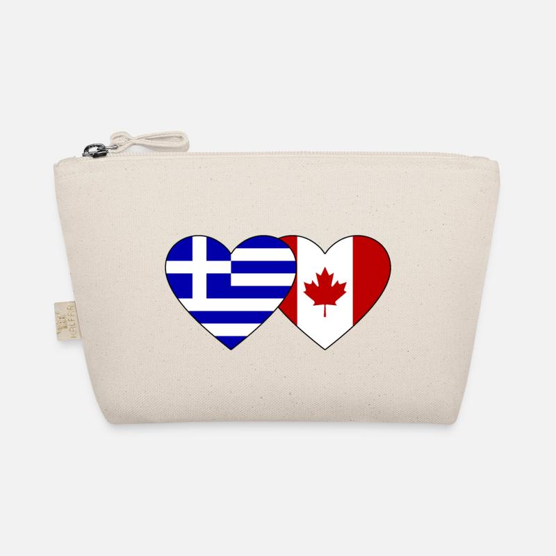 Greece Canada Flag Heart Organic Pouch