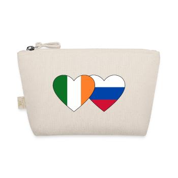 Ireland Russia Flag Heart - Organic Pouch - nature - Front