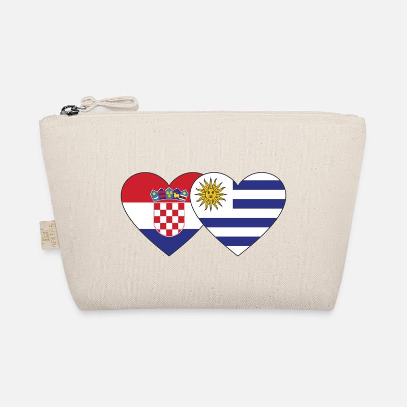 Croatia Uruguay Heart Flag Organic Pouch