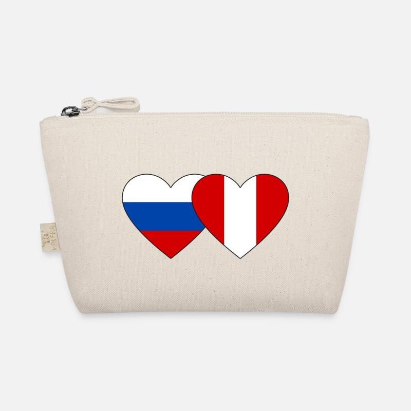 Russia Peru Heart Flag Organic Pouch