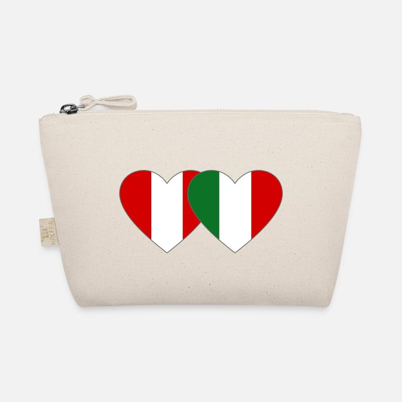 Peru Italy Heart Flag Organic Pouch