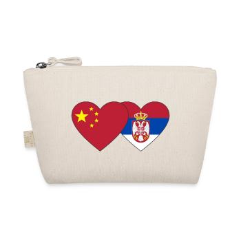 China Serbien Herz Flagge - Bio-Täschchen - Natur - Vorne
