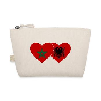 Morocco Albania Flag Heart - Organic Pouch - nature - Front