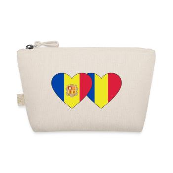 Andorra Romania Flag Heart - Organic Pouch - nature - Front