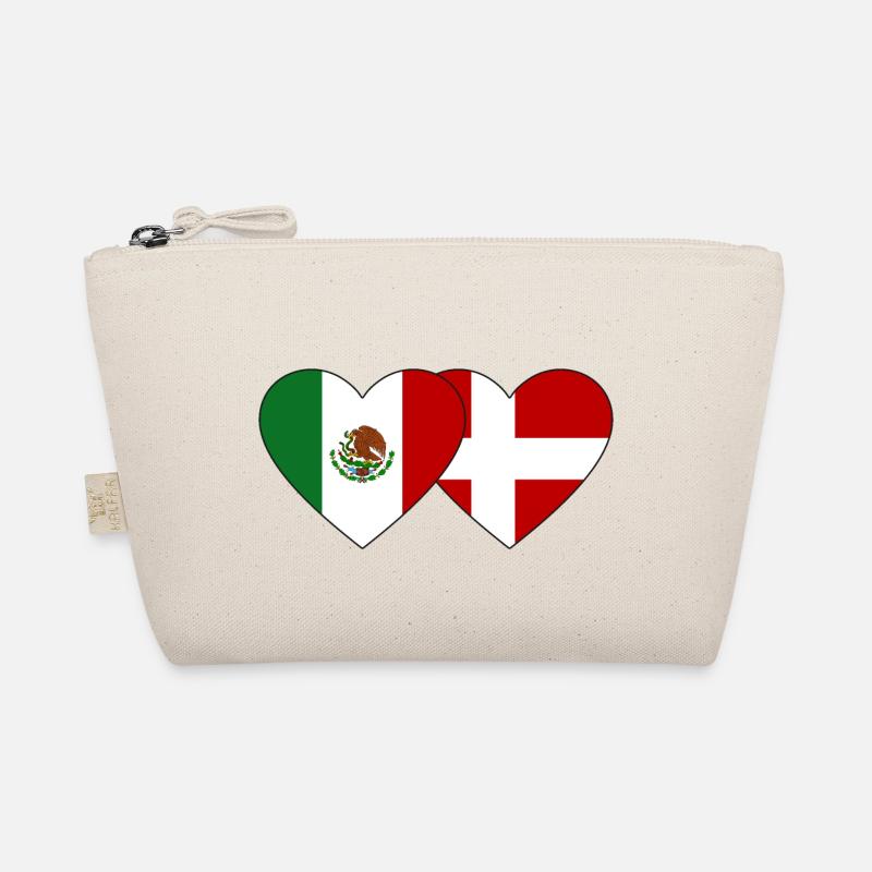 Mexique Danemark Flag Coeur Trousse biologique