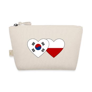 Südkorea Polen Flagge Herz - Bio-Täschchen - Natur - Vorne