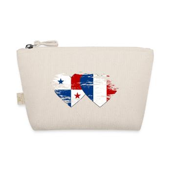 Panama Frankreich Flagge Herz - Bio-Täschchen - Natur - Vorne
