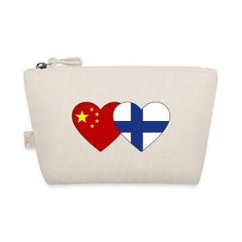 China Finnland Herz Flagge - Bio-Täschchen - Natur - Vorne