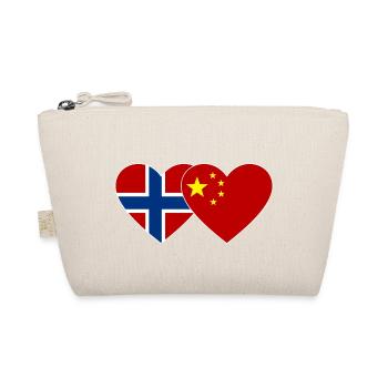 Norwegen China Herz Flagge - Bio-Täschchen - Natur - Vorne