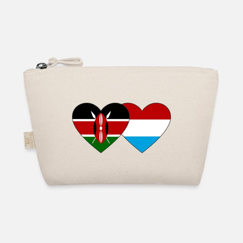 Kenya Luxembourg Flag Heart Organic Pouch