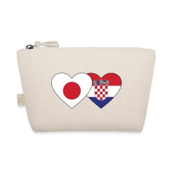 Japan Kroatien Flagge Herz - Bio-Täschchen - Natur - Vorne