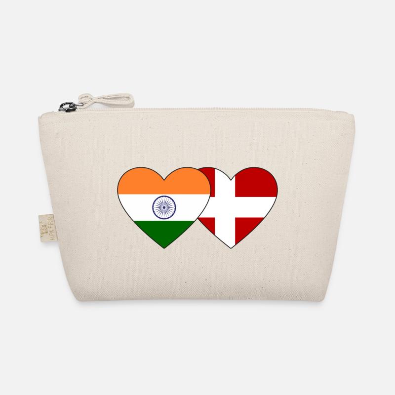 India Denmark Flag Heart Organic Pouch