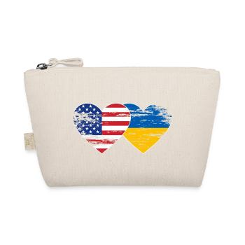 USA Ukraine flag heart used - Organic Pouch - nature - Front