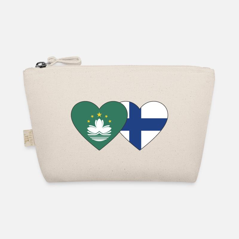 Macau Finland Flag Heart Organic Pouch