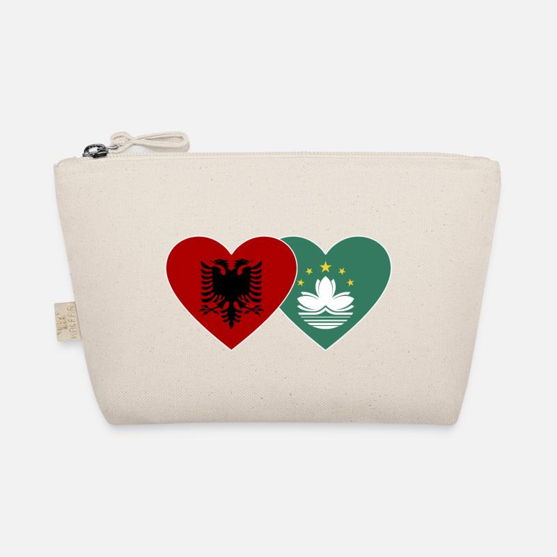 Albania Macau Flag Heart Organic Pouch