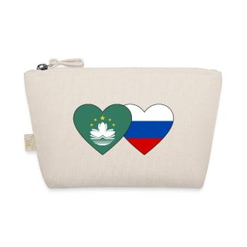 Macau Russland Flagge Herz - Bio-Täschchen - Natur - Vorne