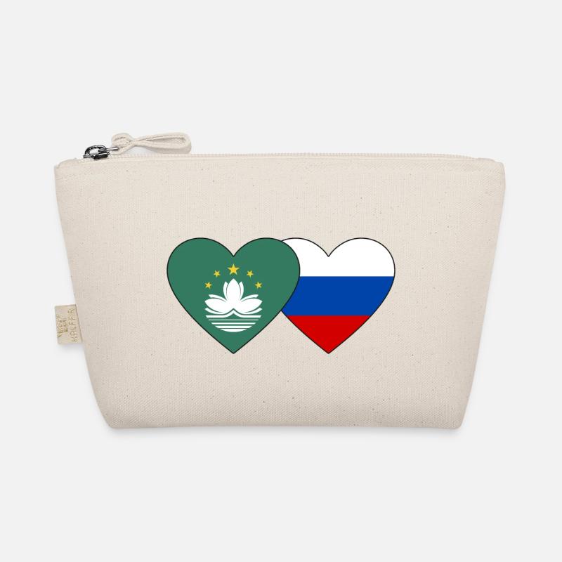 Macau Russia Flag Heart Organic Pouch