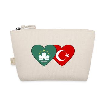 Macau Türkei Flagge Herz - Bio-Täschchen - Natur - Vorne