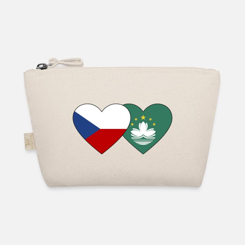 Czech Republic Macau Flag Heart Organic Pouch