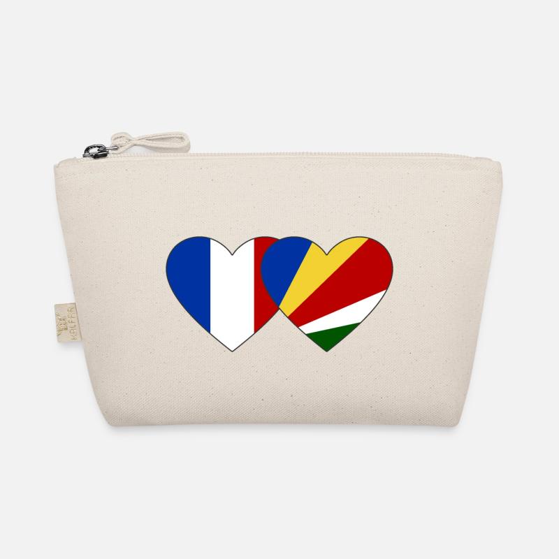Frankreich Seychellen Flagge Herz - Bio-Täschchen - Natur