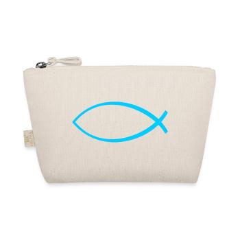 Ichtus Fisch hellblau - Bio-Täschchen - Natur - Vorne