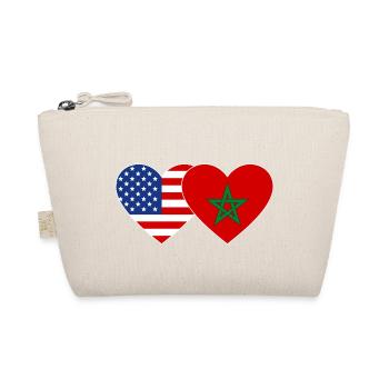 USA Morocco Flag Heart - Organic Pouch - nature - Front