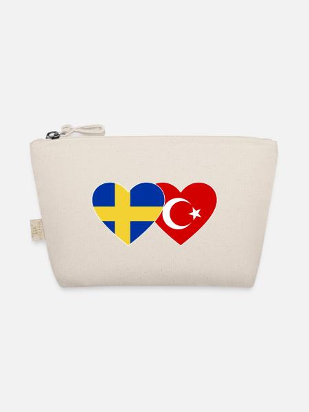 Schweden Türkei Flagge Herz - Ekologisk liten väska - natur