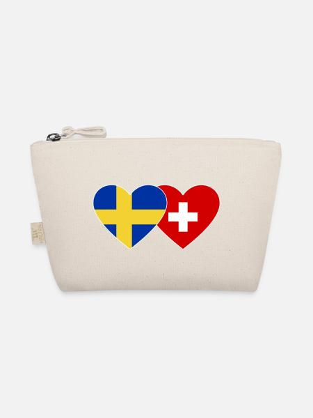 Schweden Schweiz Flagge Herz - Ekologisk liten väska - natur