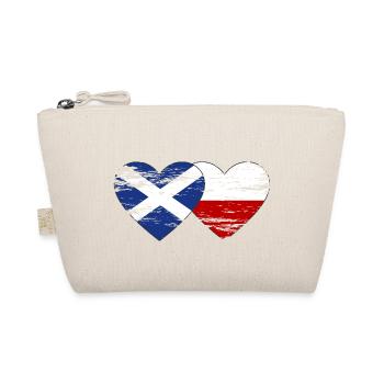 Schottland Polen Flagge Herz used - Bio-Täschchen - Natur - Vorne