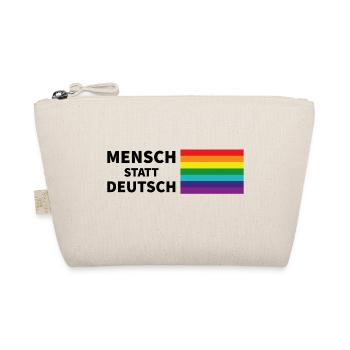 Mensch statt deutsch Spruch Pride Flagge - Bio-Täschchen - Natur - Vorne