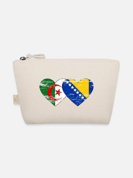 Algérie Bosnie drapeau coeur utilisé - Trousse biologique - nature - Devant