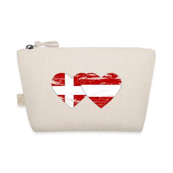 Denmark Austria Flag Heart Used - Organic Pouch - nature - Front