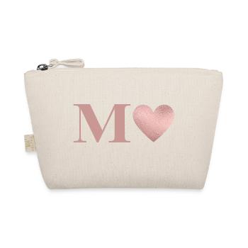Lettre m cœur rose gold - Trousse biologique - nature - Devant