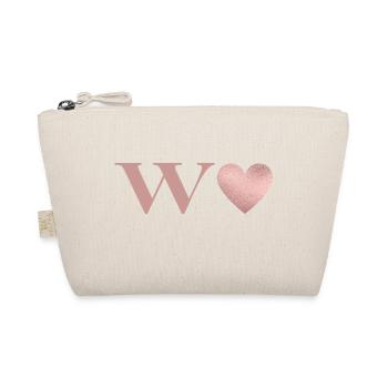 Lettre w cœur rose gold - Trousse biologique - nature - Devant