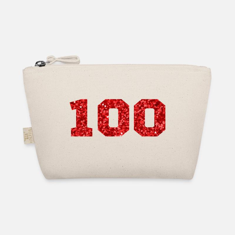 Number 100 Red Glitter - 100th Anniversary Organic Pouch