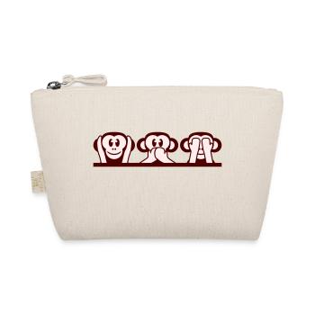 3 Wise Monkeys Hear Nothing Say See Monkey Fun - Organic Pouch - nature - Front