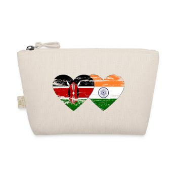 Kenya India Flag Heart Used - Organic Pouch - nature - Front