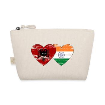 Albania India Flag Heart Used - Organic Pouch - nature - Front