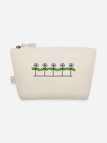Five Pretty Daisies 5 Flowers Decorative Row - Organic Pouch - nature - Front