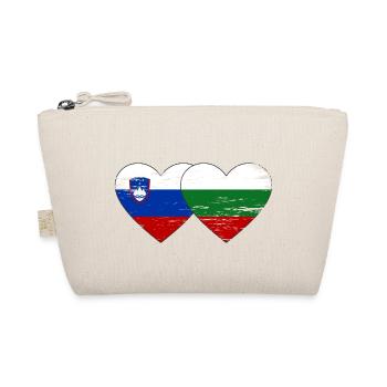 Slovenia Bulgaria Flag Heart used - Organic Pouch - nature - Front