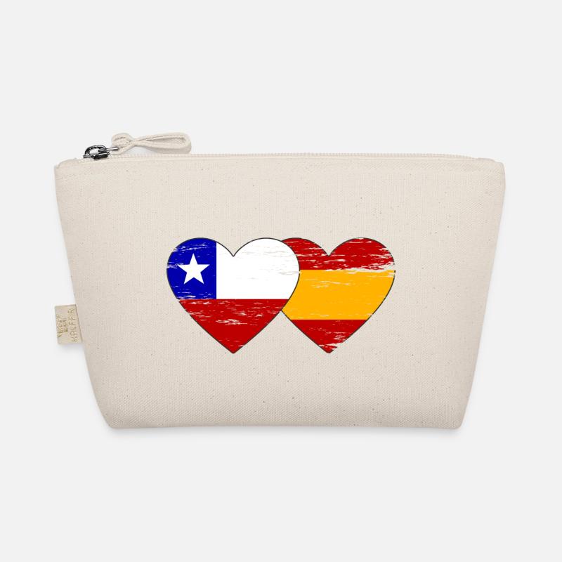 Chile Spanien Flagge Herz used Bio-Täschchen