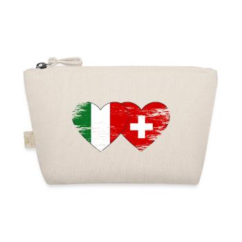 Italy Switzerland Flag Heart used - Organic Pouch - nature - Front