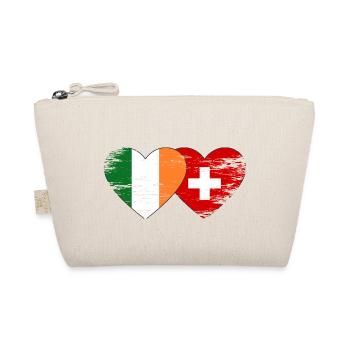 Ireland Switzerland Flag Heart - Organic Pouch - nature - Front