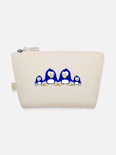 Pingouin Famille Deux Enfants Maman Papa Mignon Ensemble - Trousse biologique - nature - Devant