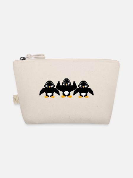 3 Penguins Bodybuilder Sunglasses Headphones Team - Organic Pouch - nature - Front