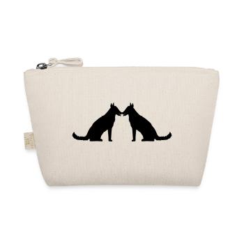 2 Dogs Love Heart Team Sitting Two Friends Couple - Organic Pouch - nature - Front
