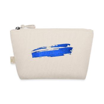 Blauer Streifen / Pinselstrich - Bio-Täschchen - Natur - Vorne