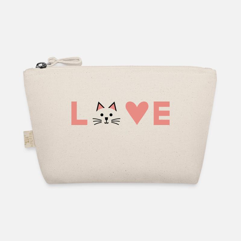 LOVE avec Visage de Chat – Design Minimaliste Trousse biologique