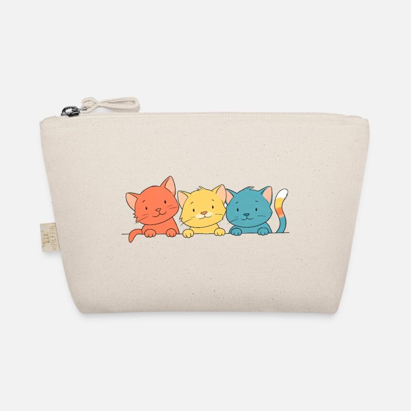 Trio Bunte Katzen Freunde - Bio-Täschchen - Natur