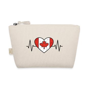 Canada Heartbeat Line Flag Love Travel Design - Organic Pouch - nature - Front